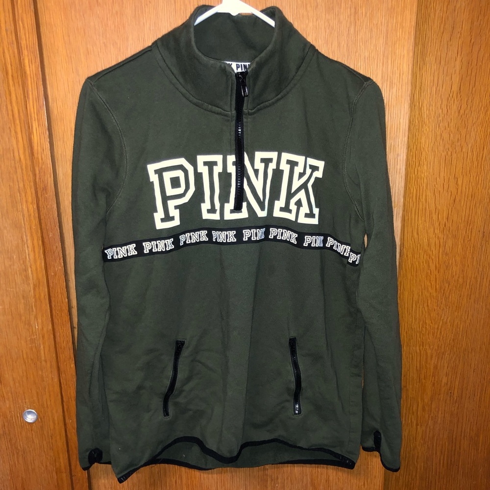 Victoria Secret Pink army green half zip